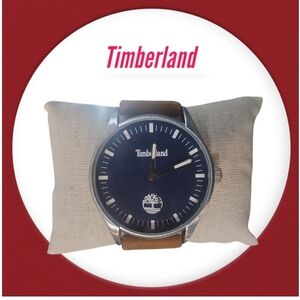 Timberland Men's Brown Leather Strap Wrist Blue Watch